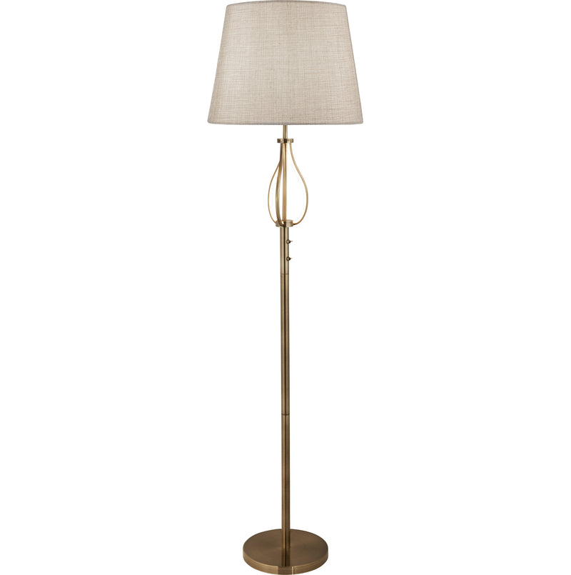 Searchlight 7485AB Vegas Floor Light- Antique Brass Metal & Cream Hessian Shade