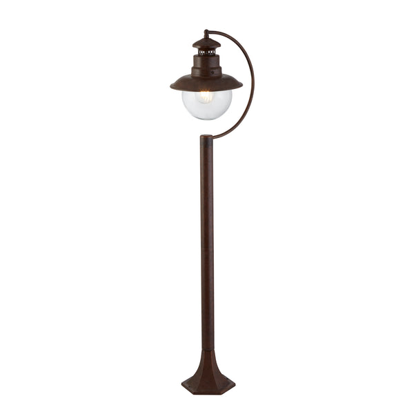 Searchlight 7655RU Station Outdoor Post - Brown Metal & Clear Glass