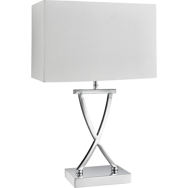 Searchlight 7923CC Club  Table Lamp - Chrome Metal & White Faux Silk Shade