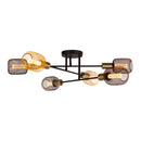 Searchlight 8046-6BK Armstrong 6Lt Semi-Flush - Black & Satin Brass Metal