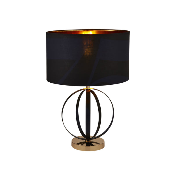 Searchlight 8072BGO Hazel Table Lamp - Black & Gold Metal & Black Shade