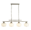 Searchlight 8084-4SS School House 4Lt Pendant- Satin Silver & Opal Glass
