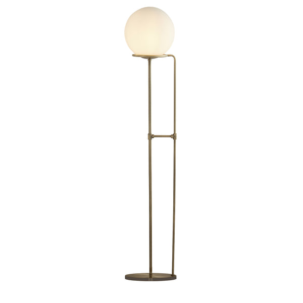 Searchlight 8093AB Sphere  Floor Lamp  - Antique Brass Metal & Opal Glass