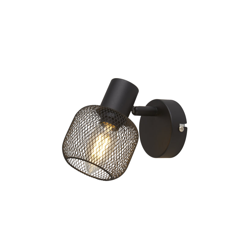 Searchlight 81201-1BK Meshy Cage Spotlight Wall Light - Black Metal