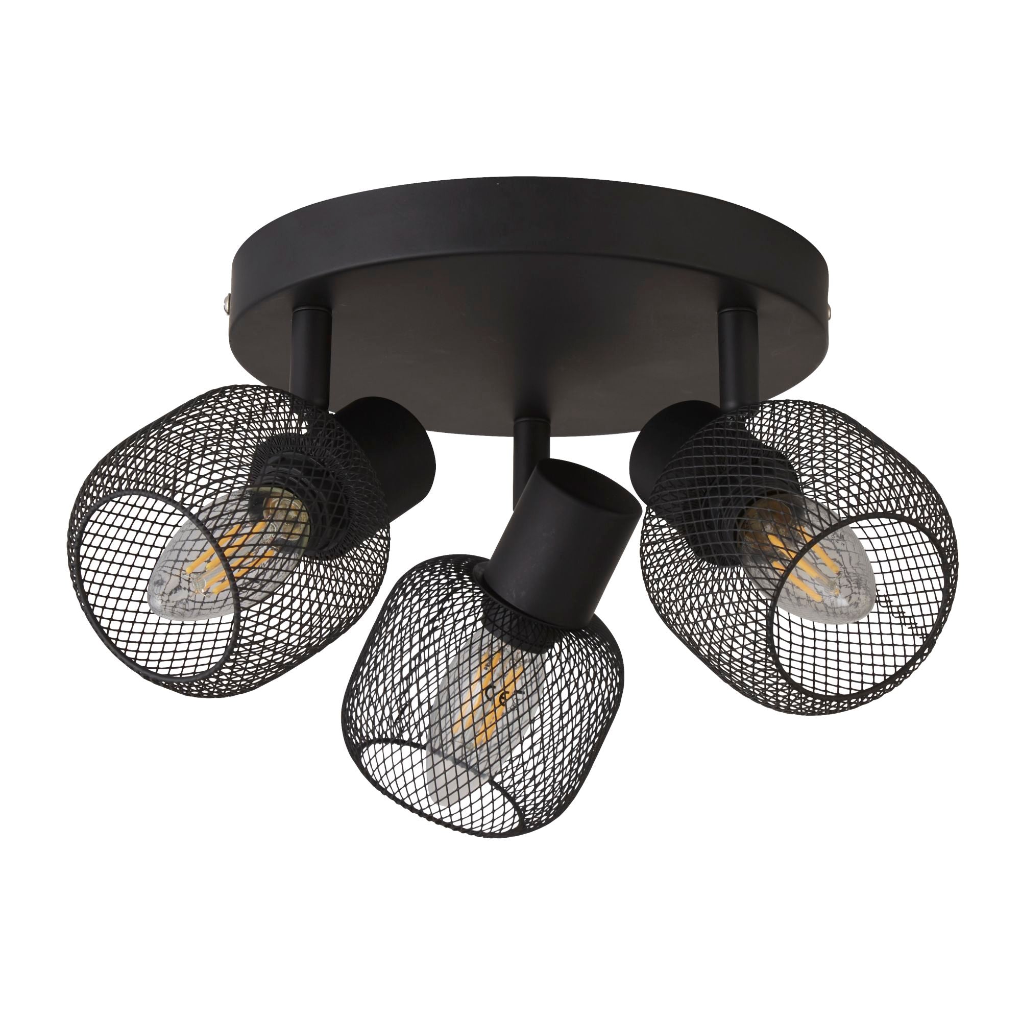 Searchlight 81201-3BK Meshy 3Lt Cage Round Spotlight - Black Metal ...