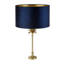 Searchlight 81210AZ Palm Table Lamp - Satin Brass Metal & Navy Velvet Shade - Searchlight - Falcon Electrical UK