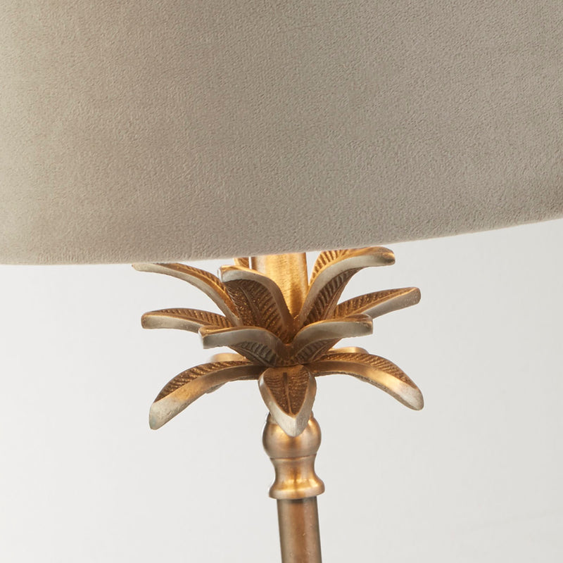 Searchlight 81210TA Palm Table Lamp - Antique Nickel Metal & Taupe Velvet Shade