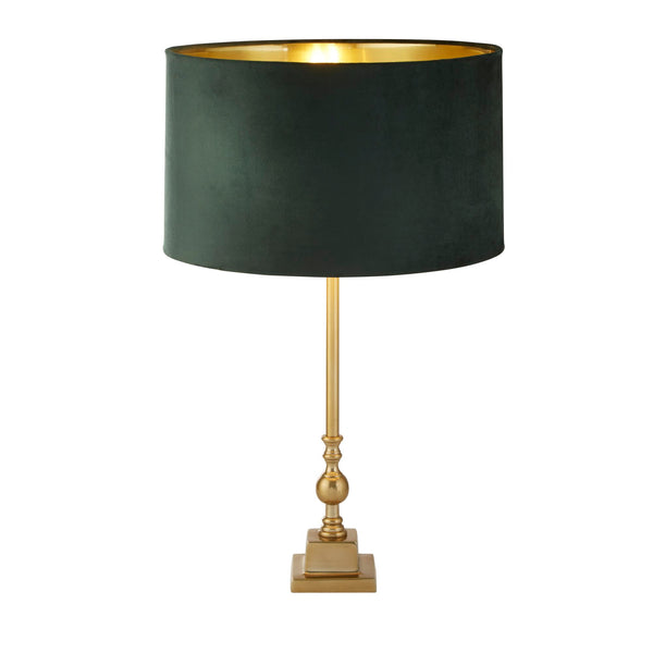 Searchlight 81214GR Whitby Table Lamp - Antique Brass Metal & Green Velvet Shade