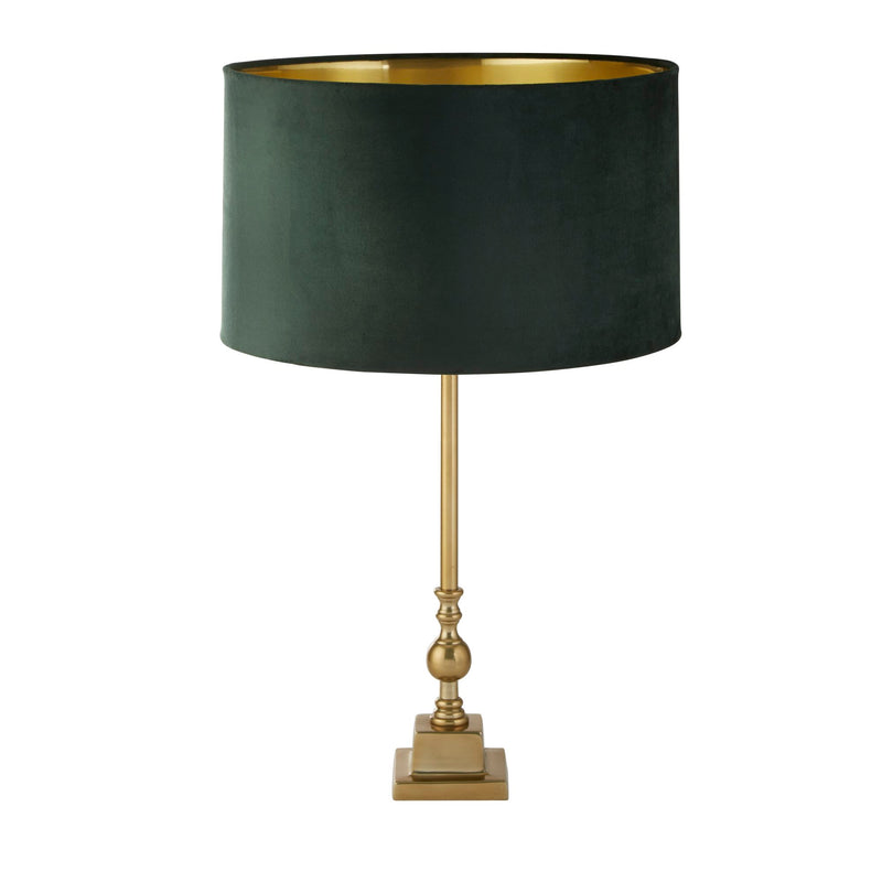 Searchlight 81214GR Whitby Table Lamp - Antique Brass Metal & Green Velvet Shade