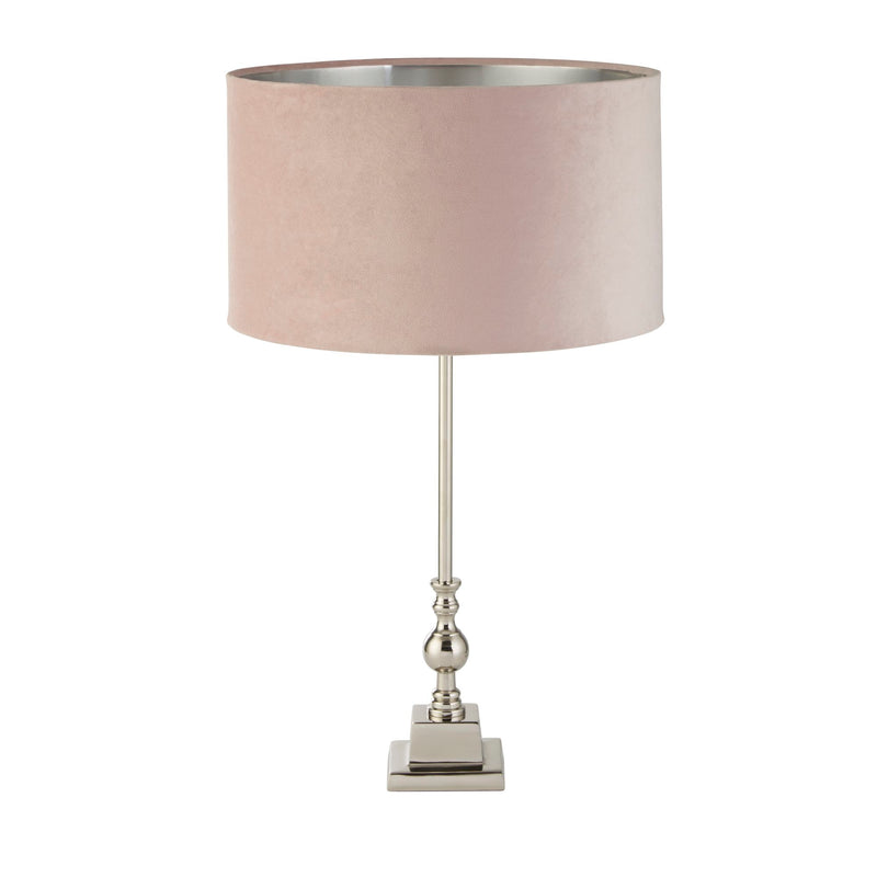 Searchlight 81214PI Whitby Table Lamp - Chrome Metal & Pink Velvet Shade