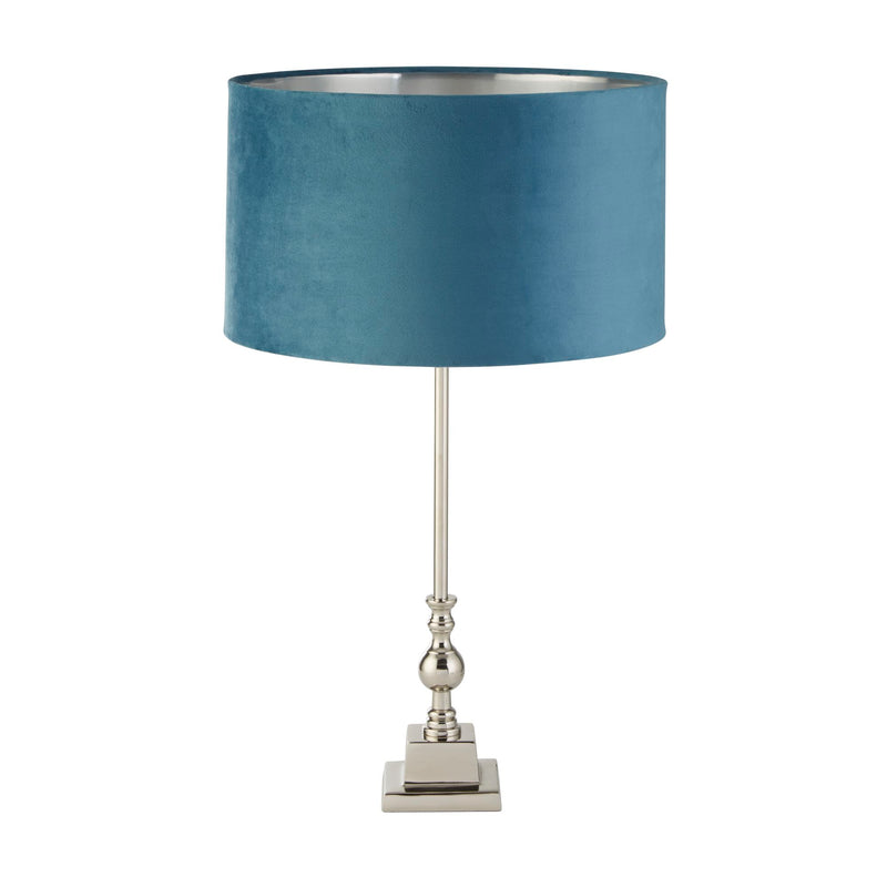 Searchlight 81214TE Whitby Table Lamp - Chrome Metal & Teal Velvet Shade