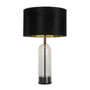 Searchlight 81710BK Oxford Table Lamp- Glass, Black Metal, Marble & Black Velvet