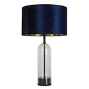 Searchlight 81711AZ Oxford Table Lamp- Glass, Black Metal, Marble & Navy Velvet