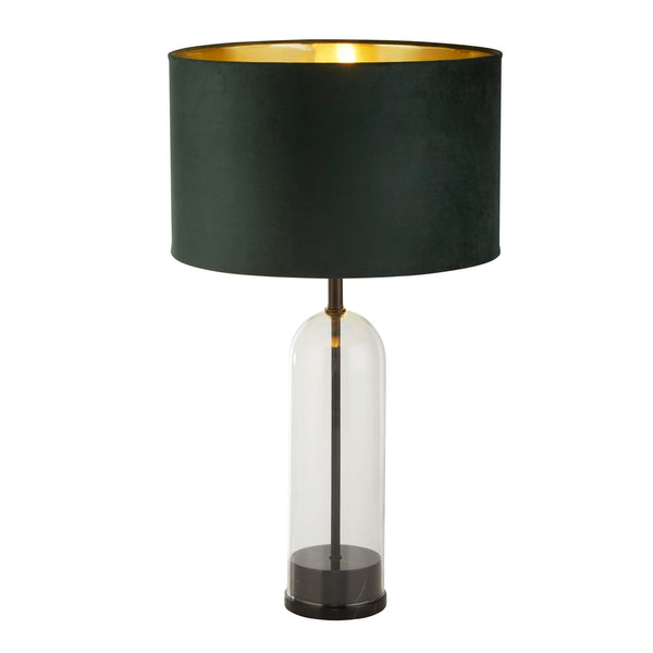 Searchlight 81711GR Oxford Table Lamp-Glass, Black Metal, Marble & Green Velvet - Searchlight - Falcon Electrical UK