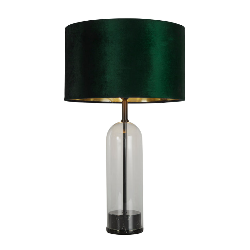 Searchlight 81711GR Oxford Table Lamp-Glass, Black Metal, Marble & Green Velvet - Searchlight - Falcon Electrical UK