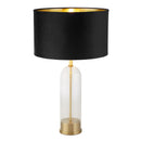 Searchlight 81712BK Oxford Table Lamp - Glass, Brass Metal & Black Velvet Shade
