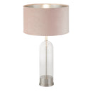 Searchlight 81713PI Oxford Table Lamp - Glass, Satin Nickel & Pink Velvet Shade