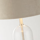 Searchlight 81713TA Oxford Table Lamp - Glass, Satin Nickel & Taupe Velvet Shade