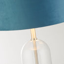 Searchlight 81713TE Oxford Table Lamp - Glass, Satin Nickel & Teal Velvet Shade