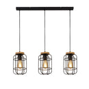 Searchlight 81953-3BK Vision 3Lt Bar Pendant - Matt Black Metal & Wood