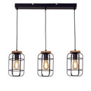 Searchlight 81953-3BK Vision 3Lt Bar Pendant - Matt Black Metal & Wood