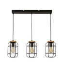 Searchlight 81953-3BK Vision 3Lt Bar Pendant - Matt Black Metal & Wood