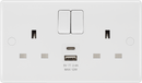 BG 822UAC12 Nexus White Moulded Double Switched Socket w/ USB A + C (12W) - BG - Falcon Electrical
