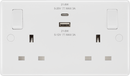 BG 822UAC22 Nexus White Moulded Double Switched Socket w/ Fastcharge USB A + C (22W) - BG - Falcon Electrical