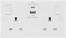 BG 822UAC45 Nexus White Moulded Double Switched Socket w/ Fastcharge USB A + C (45W) - BG - Falcon Electrical