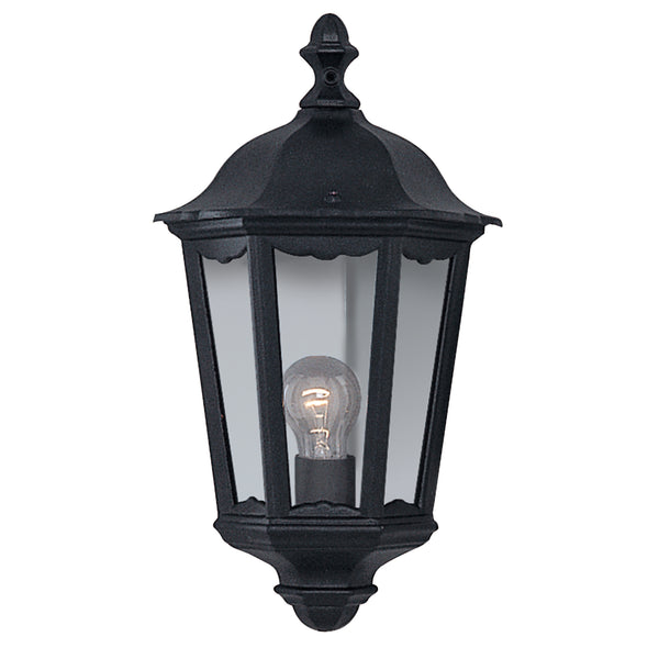 Searchlight 82505BK Alex  Outdoor Wall Light - Black Metal & Glass