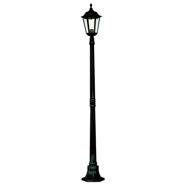 Searchlight 82508BK Alex 183cm Outdoor Post  - Silk Black Metal & Glass, IP44