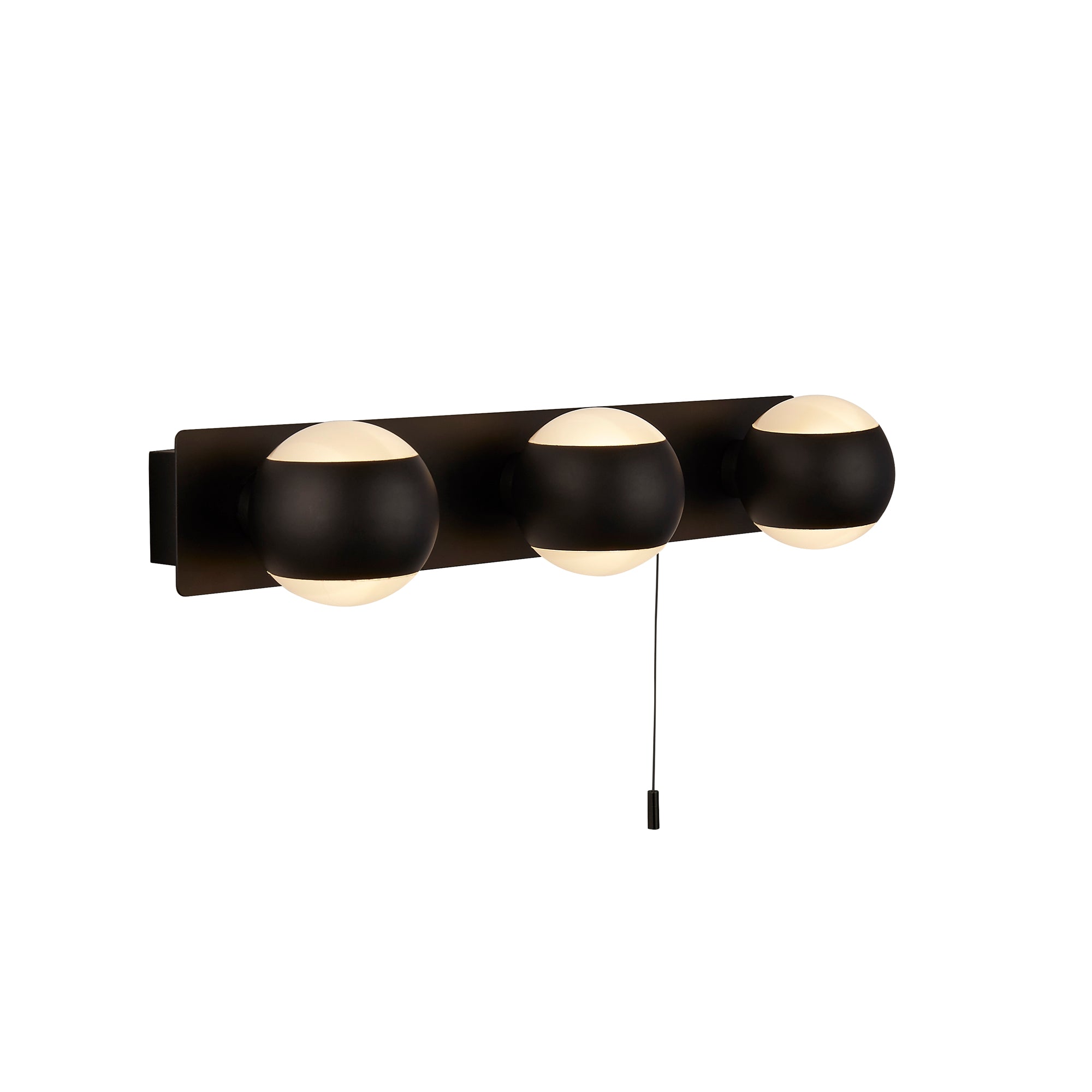 Searchlight 83201-3BK Flare 3Lt Wall Light - Black Metal & Opal Glass ...