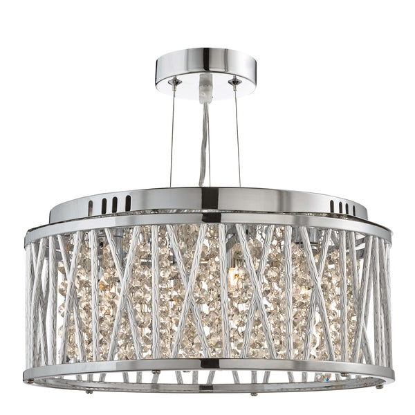 Searchlight 8333-3CC Elise 3Lt Pendant to Semi-Flush - Chrome Metal & Crystal