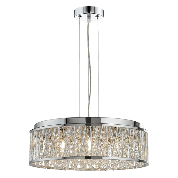 Searchlight 8337-7CC Elise 7Lt Pendant to Semi-Flush - Chrome Metal & Crystal