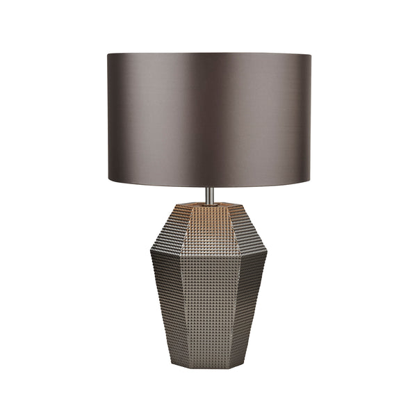 Searchlight 8347SM Lucy Table Lamp - Smoked Glass & Satin Shade
