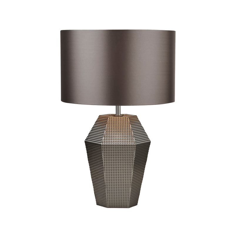 Searchlight 8347SM Lucy Table Lamp - Smoked Glass & Satin Shade