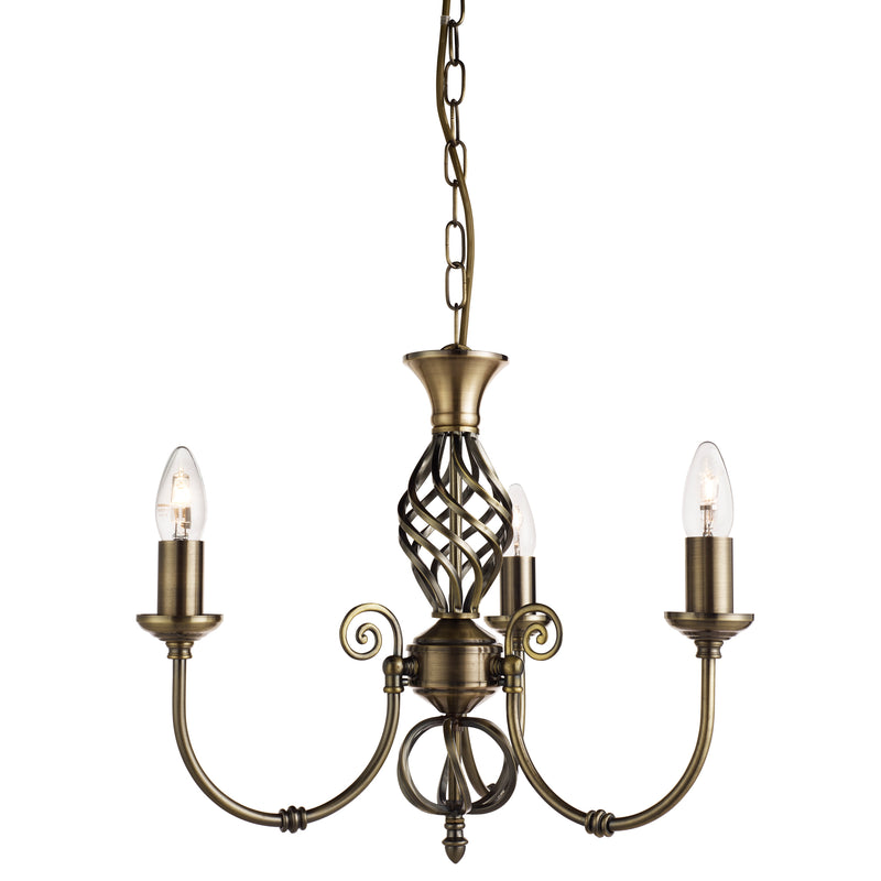 Searchlight 8393-3 Zanzibar 3Lt Pendant - Antique Brass Metal