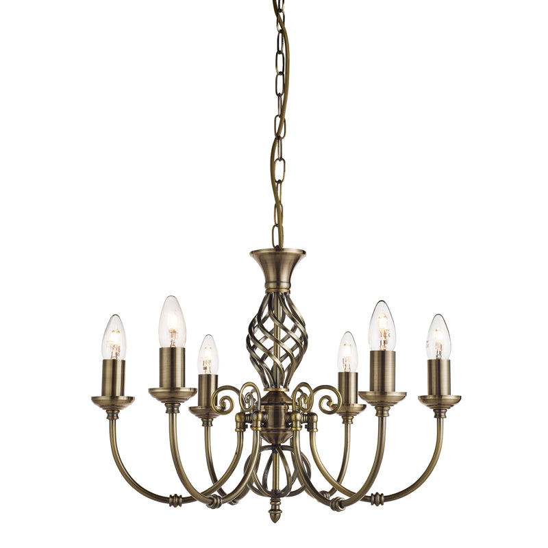 Searchlight 8396-6 Zanzibar 6Lt Pendant - Antique Brass Metal