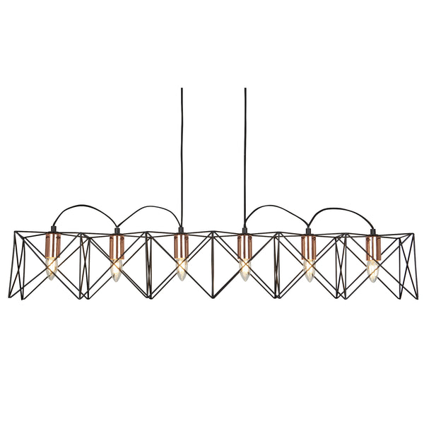 Searchlight 8416-6BK Anthea 6Lt Metal Pendant - Black Metal & Copper