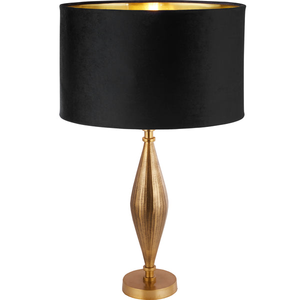 Searchlight 84631BK Rye Table Lamp - Antique Brass Metal & Black Velvet Shade