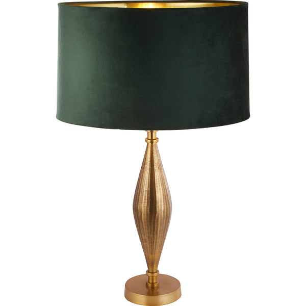 Searchlight 84631GR Rye Table Lamp - Antique Brass Metal & Green Velvet Shade