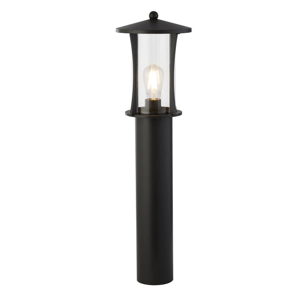Searchlight 8478-730 Pagoda Outdoor Post - Black Metal & Clear Glass
