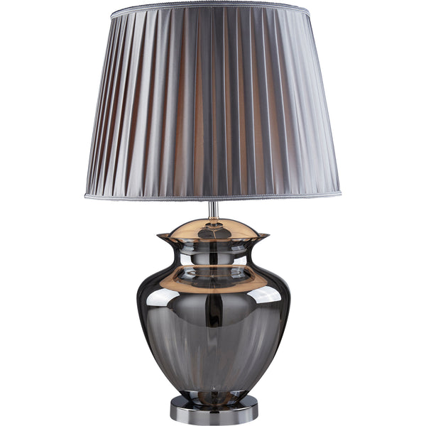 Searchlight 8531SM Elina Table Lamp - Chrome, Smoked Glass & Pewter Shade