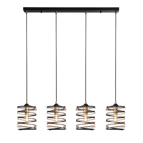Searchlight 85583-4BGO Spring 4Lt Bar Pendant - Black Metal & Gold