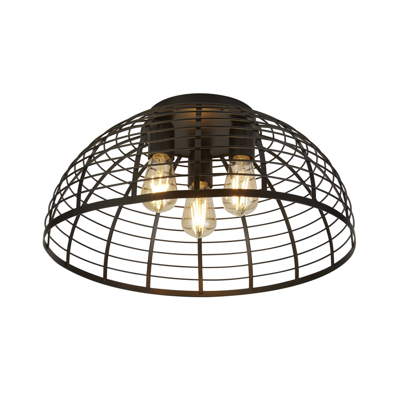 Searchlight 85981-3BK Vision Cage 3Lt Flush - Matt Black Metal