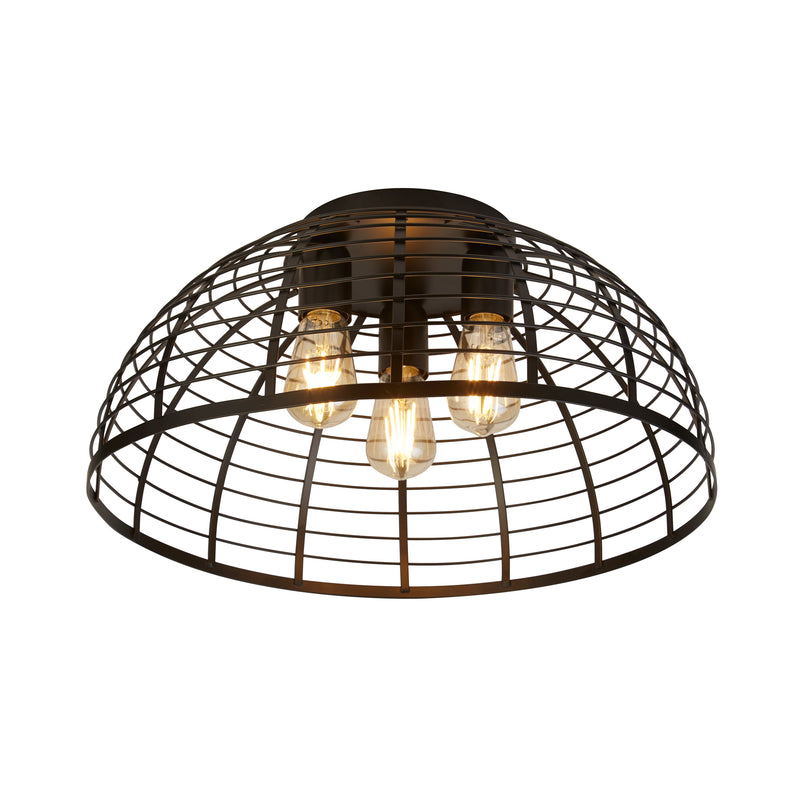 Searchlight 85981-3BK Vision Cage 3Lt Flush - Matt Black Metal