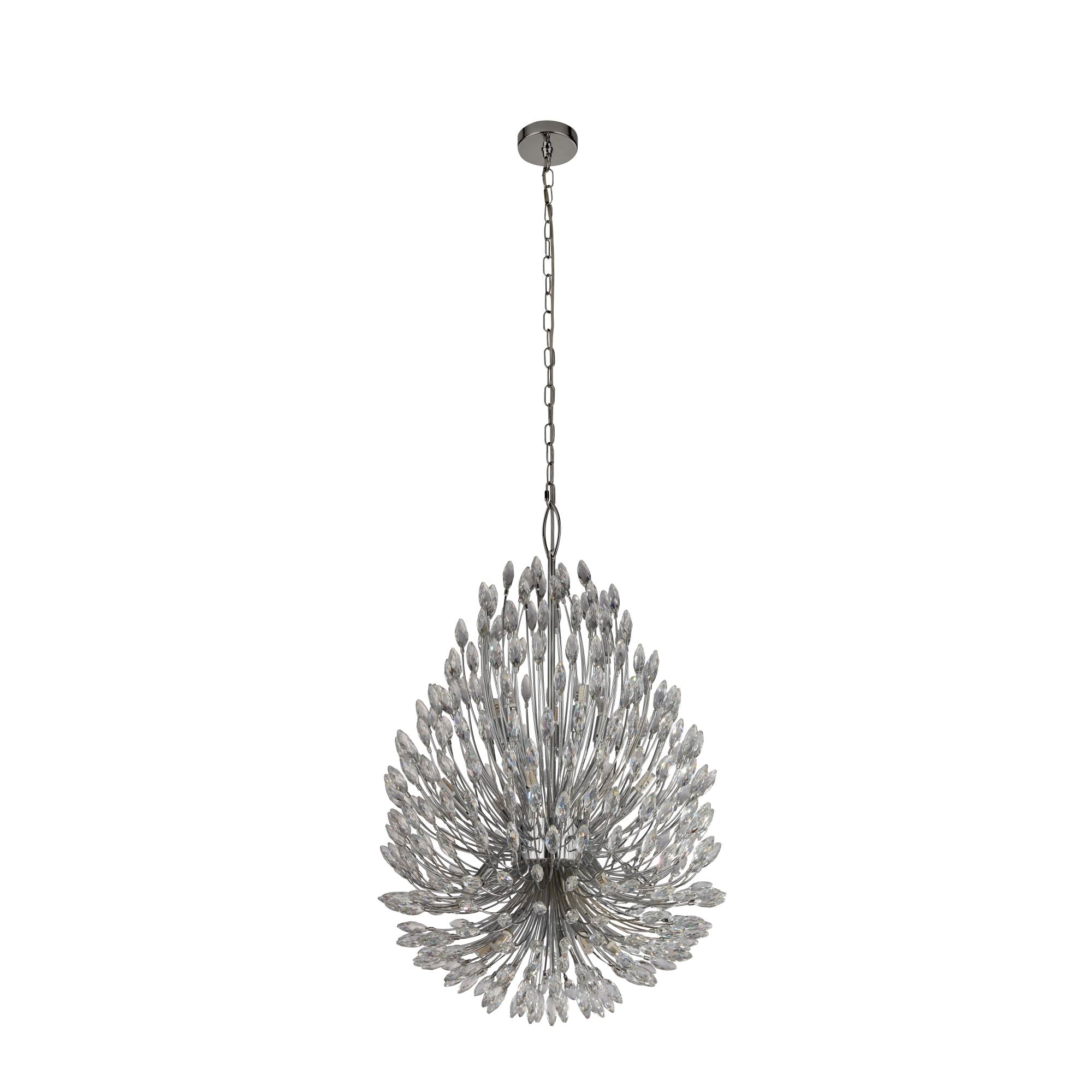 Searchlight 86012-20CC Peacock 20Lt Pendant - Chrome Metal & Crystal ...