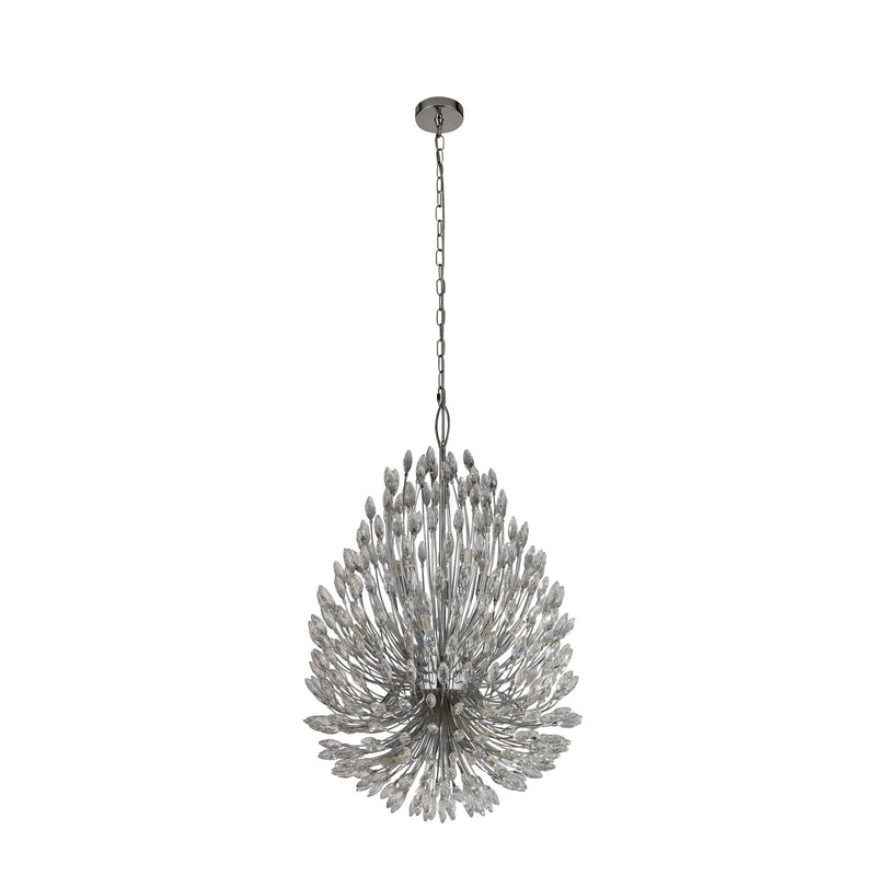 Searchlight 86012-20CC Peacock 20Lt Pendant - Chrome Metal & Crystal