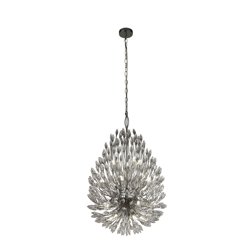 Searchlight 86012-20CC Peacock 20Lt Pendant - Chrome Metal & Crystal