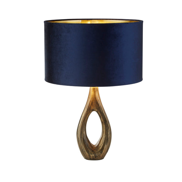 Searchlight 86531AZ Bucklow Table Lamp- Antique Brass Metal & Navy Velvet Shade - Searchlight - Falcon Electrical UK
